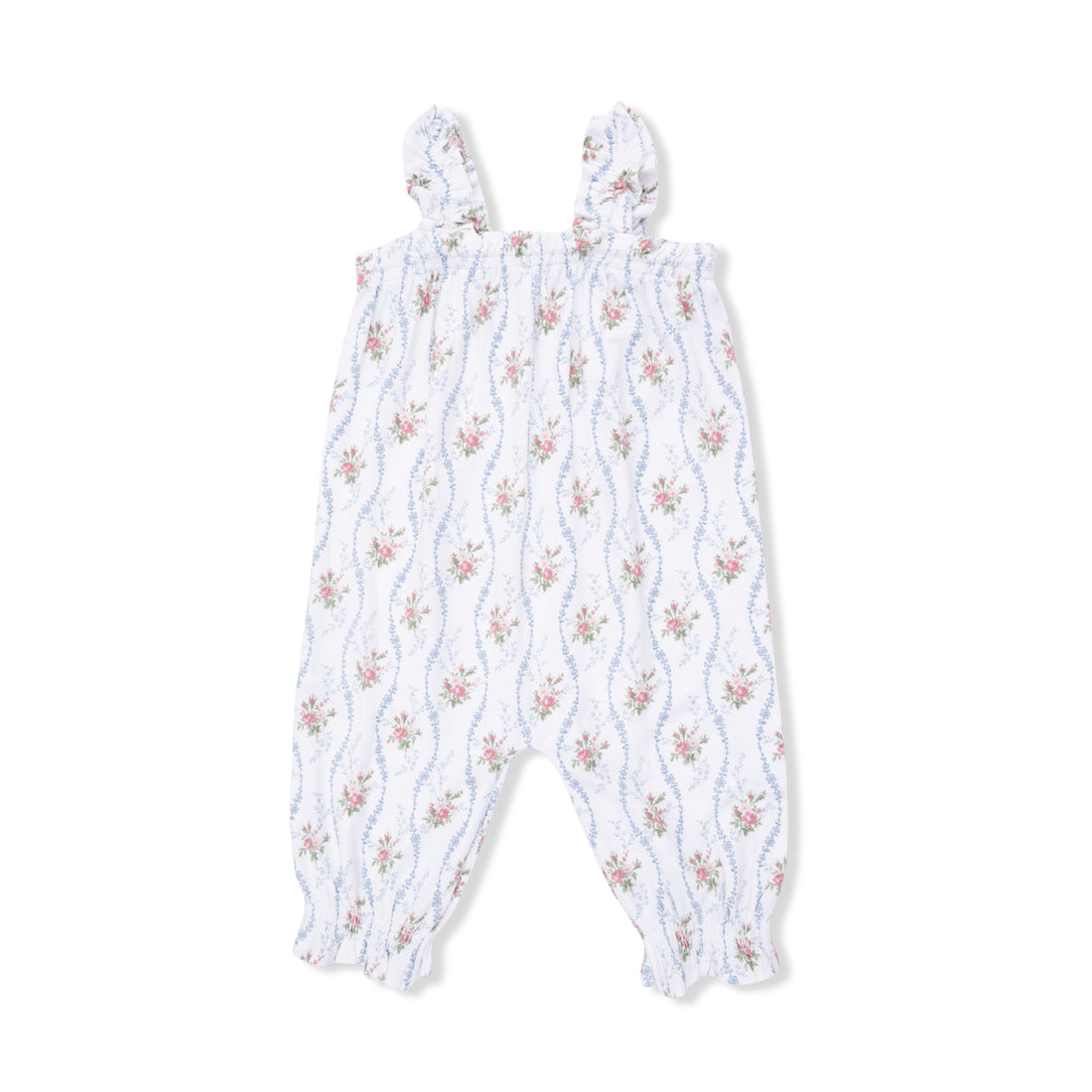 Ruffly Strap Overall - Heirloom Rose Stripe