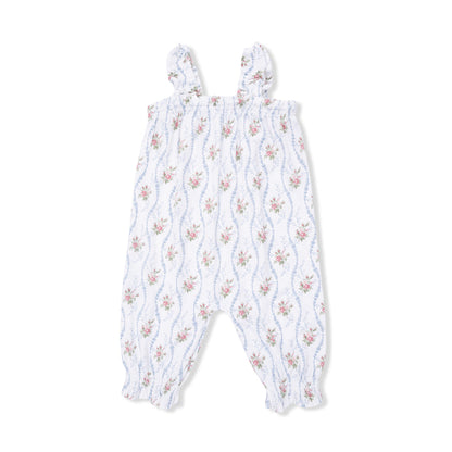 Ruffly Strap Overall - Heirloom Rose Stripe