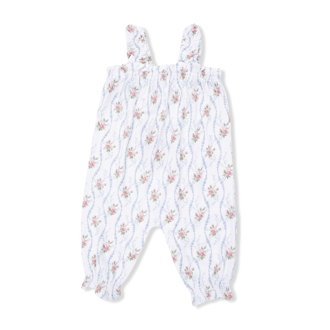 Ruffly Strap Overall - Heirloom Rose Stripe