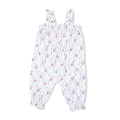 Ruffly Strap Overall - Heirloom Rose Stripe