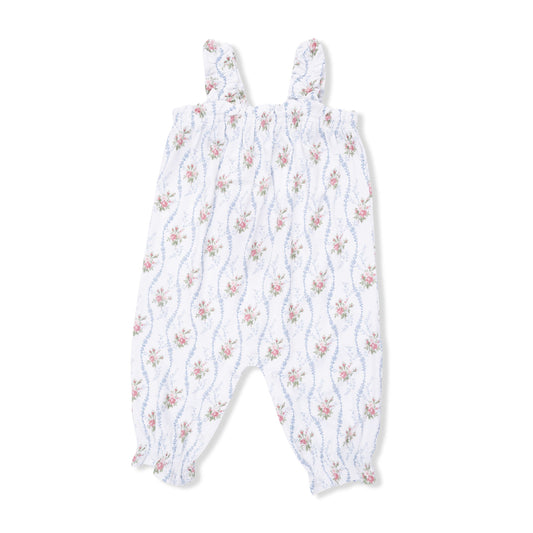 Ruffly Strap Overall - Heirloom Rose Stripe