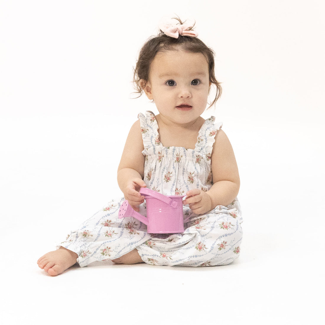Ruffly Strap Overall - Heirloom Rose Stripe