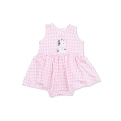 Cute Farm Animals Applique - Tank Bodysuit Dress