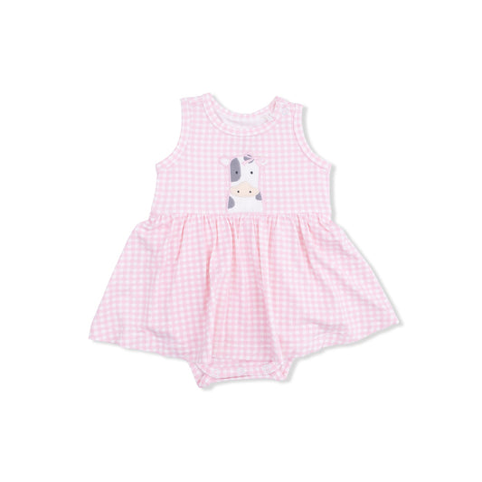 Cute Farm Animals Applique - Tank Bodysuit Dress