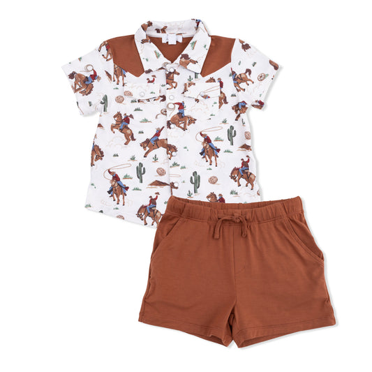 Short Sleeve Western Pearl Snap with Casual Short - Buckaroo Western