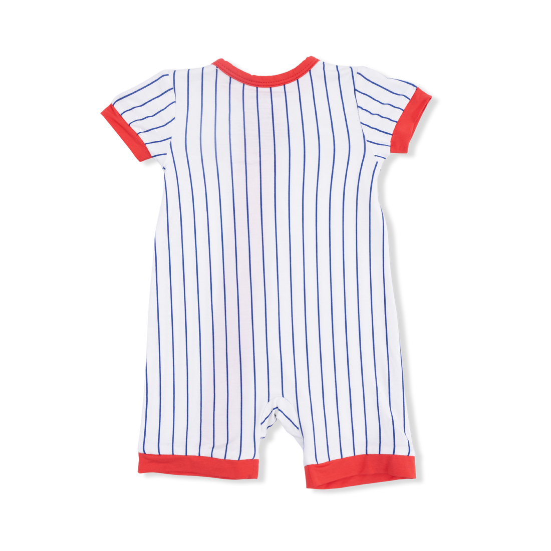 Shortie 2 Way Zipper Romper - Baseball Stripe