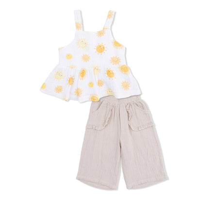 Peplum Tank with Wide Leg Pant - Happy Suns