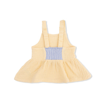 Micro Gingham Blue Blizzard - Peplum Tank with Wide Leg Pant