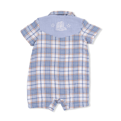 Western Pearlsnap Shortie - Western Boot Plaid