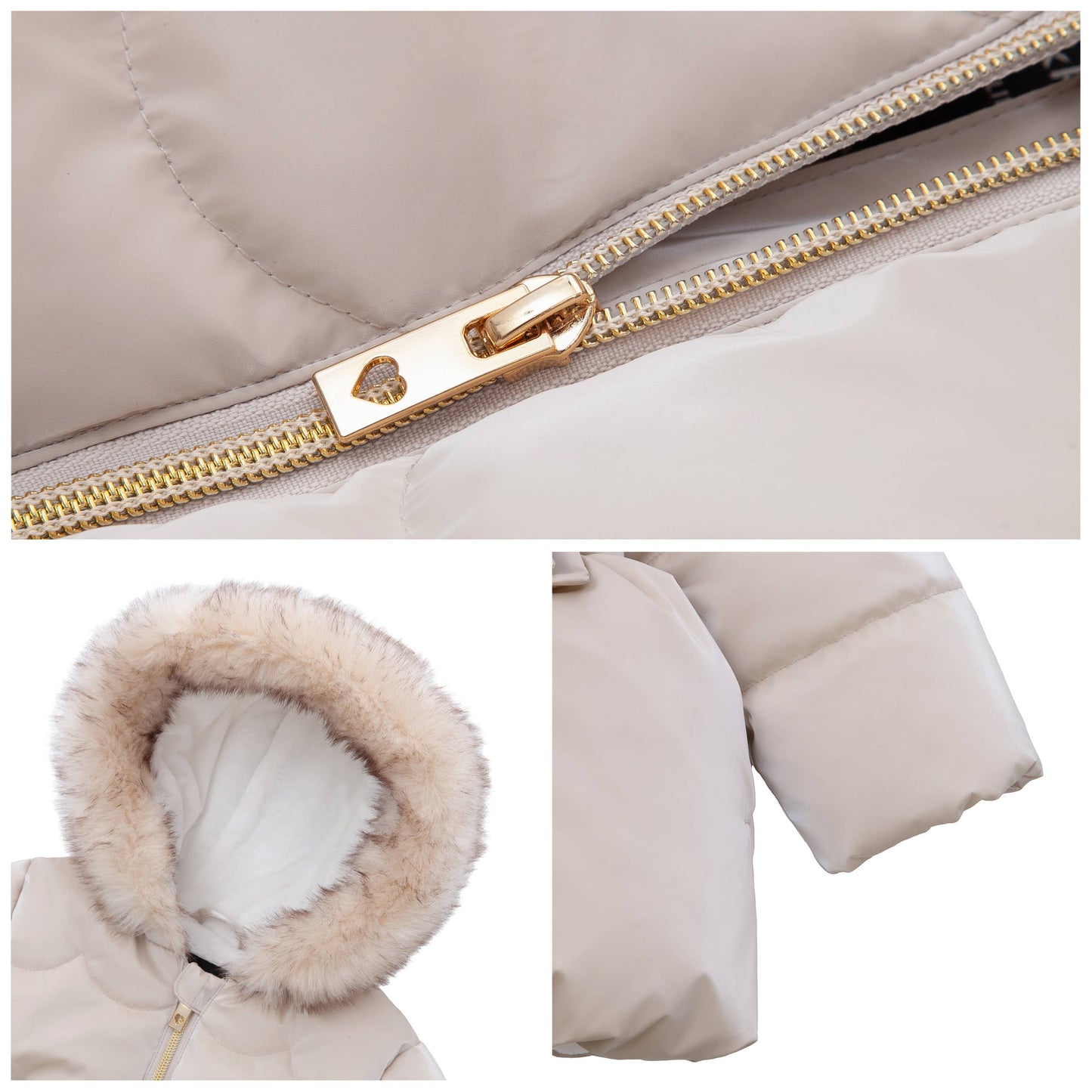 Toddler Girls' Glossy Coat Mini Fur Lined Jacket