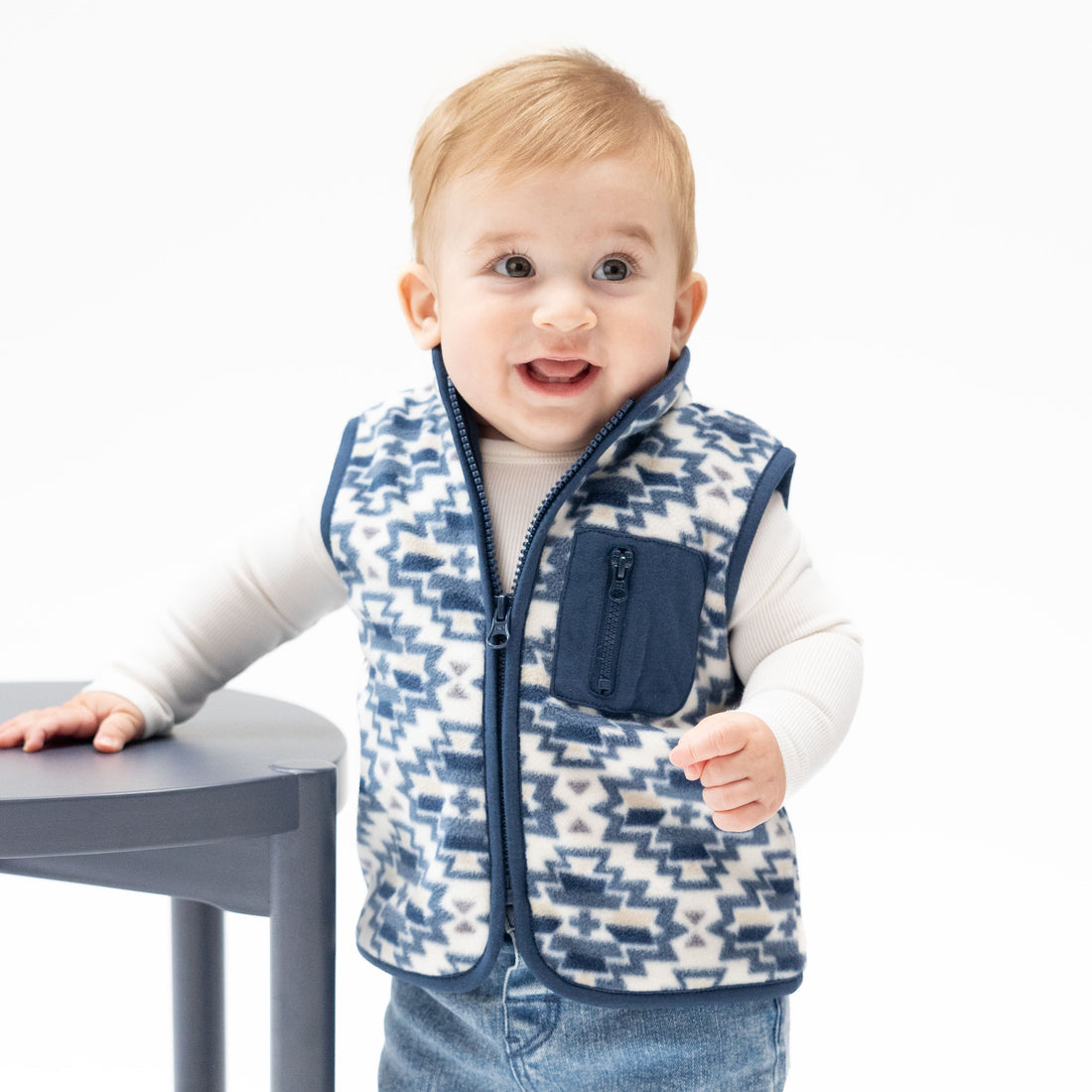 Southwest Navy Fleece Zip Vest