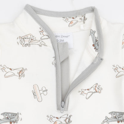 Vintage Airplane Pilots - Zip Neck Romper