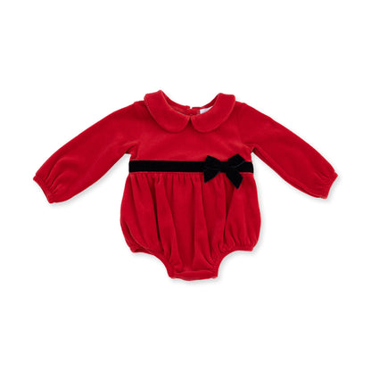 Velour Holiday Red - Bubble with Peter Pan Collar