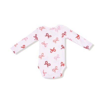 Long Sleeve Bodysuit - Candy Cane Bows