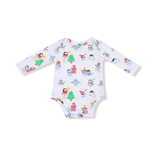 Long Sleeve Bodysuit - Holiday Penguins