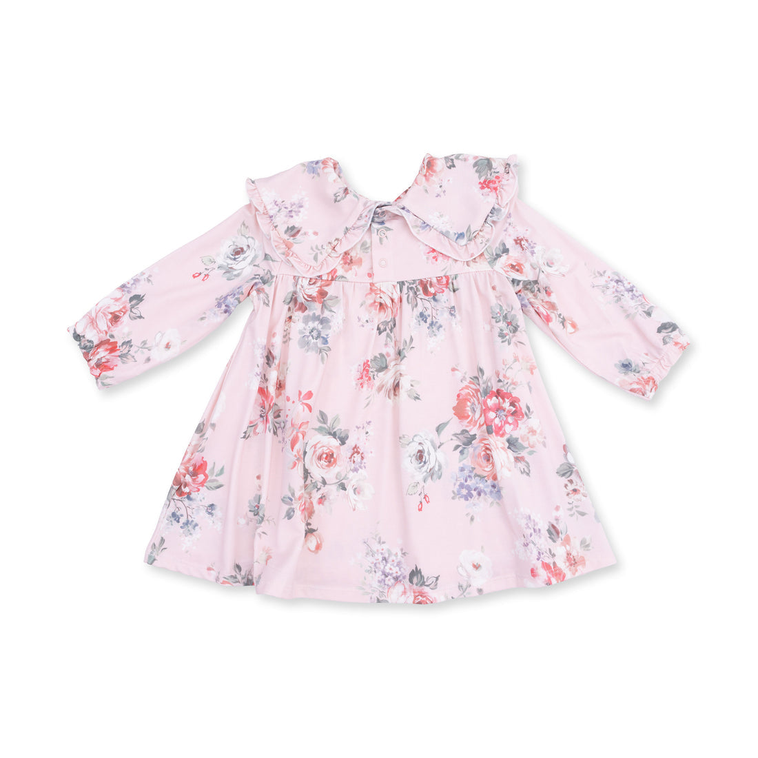 Painterly Rose Bouquets - Dress with Oversize Collar and Bloomer