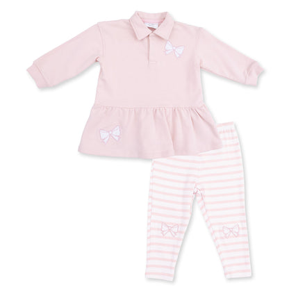 Veiled Pink Bows Polo Dress and Legging