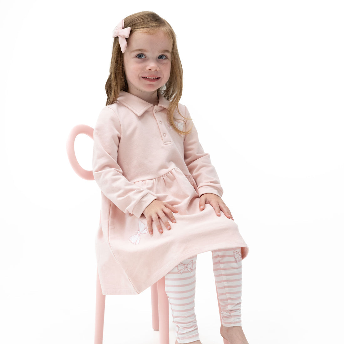 Veiled Pink Bows Polo Dress and Legging