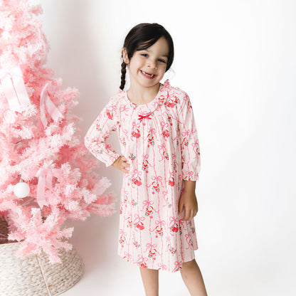 Bows & Santa - Long Sleeve Gown