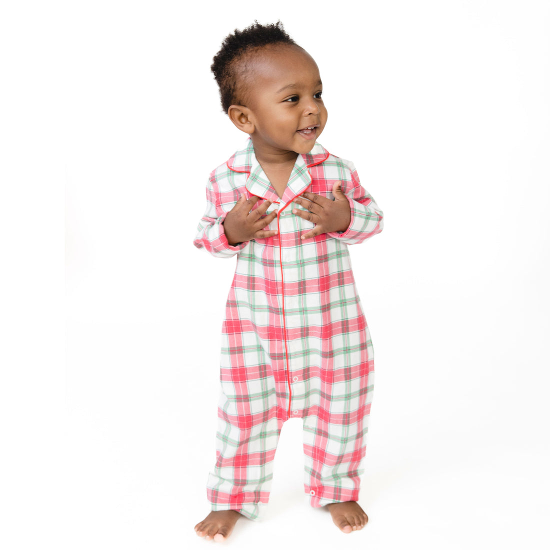 Holiday Plaid - Long Sleeve Coat Style Romper