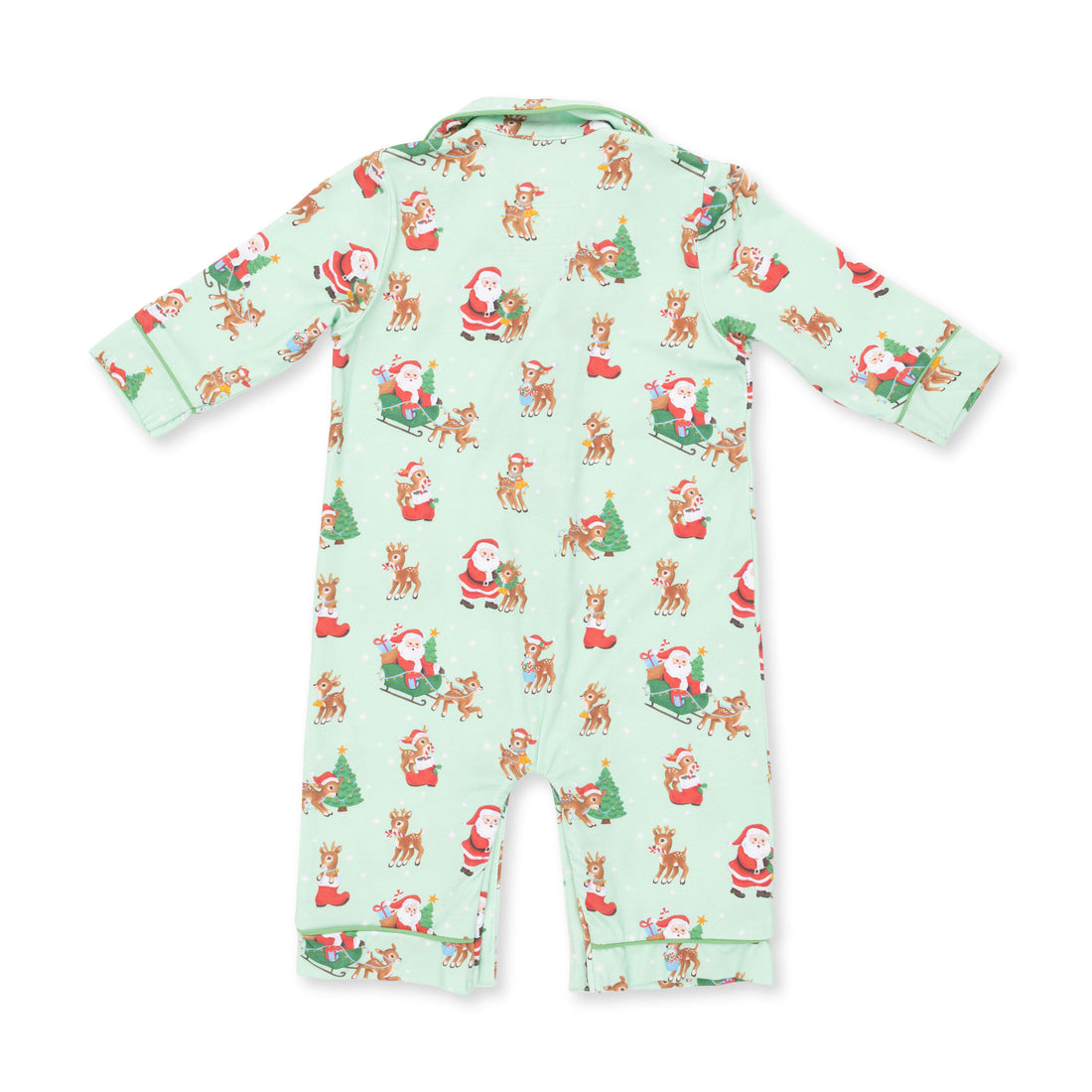 Vintage Reindeer & Santa Uni -Coat Style Romper