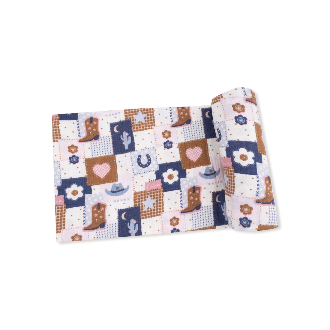 Muslin Swaddle Blanket - Patchwork Cowgirl