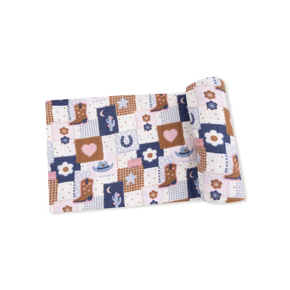 Muslin Swaddle Blanket - Patchwork Cowgirl