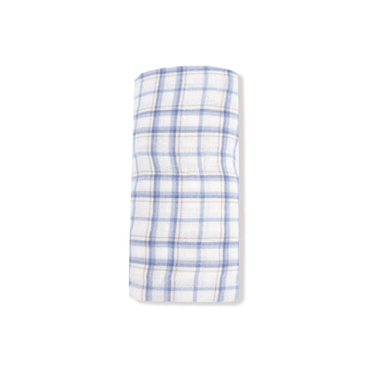 Muslin Swaddle Blanket - Blue Plaid