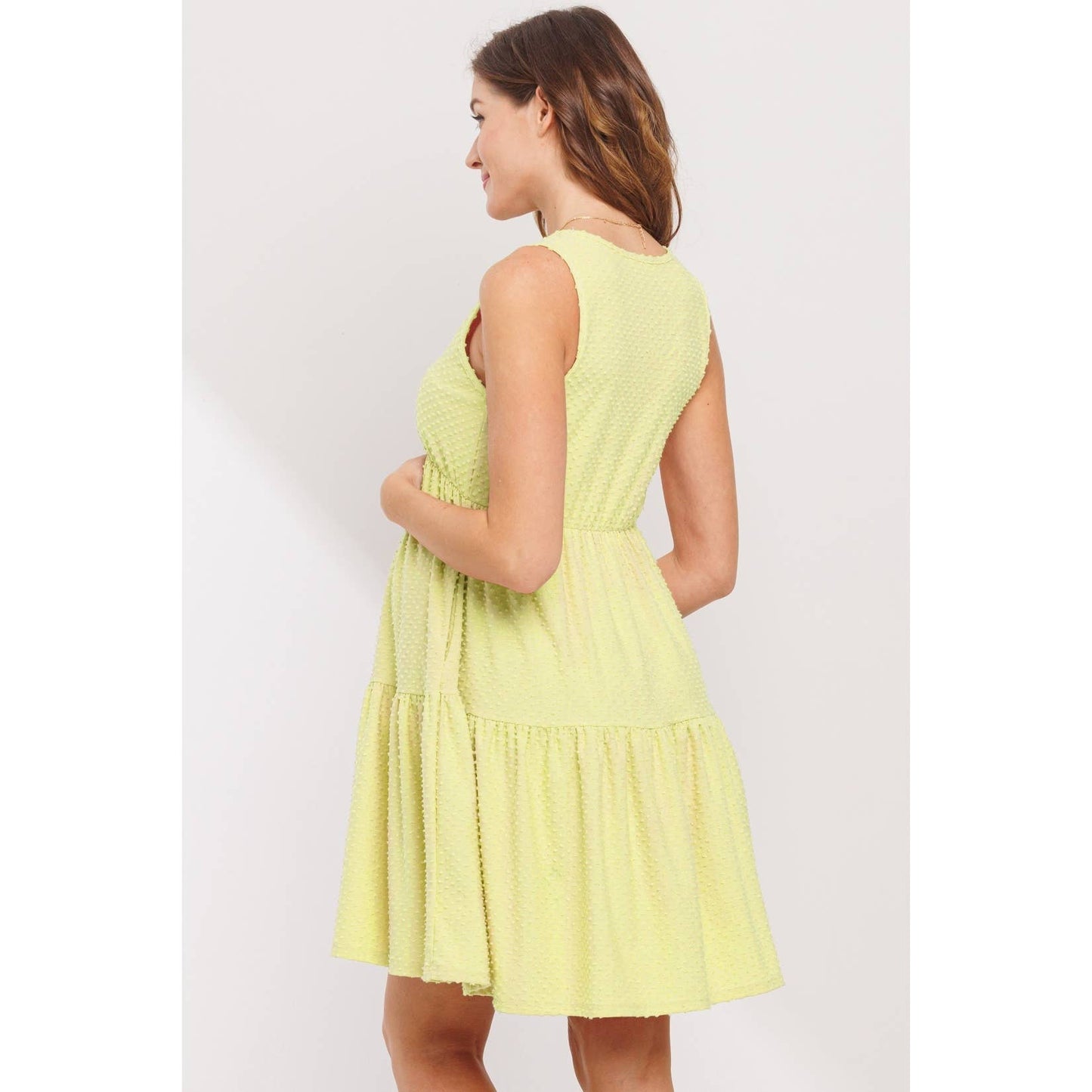 Ruffle Hem Sleeveless Maternity V-Neck Mini Dress