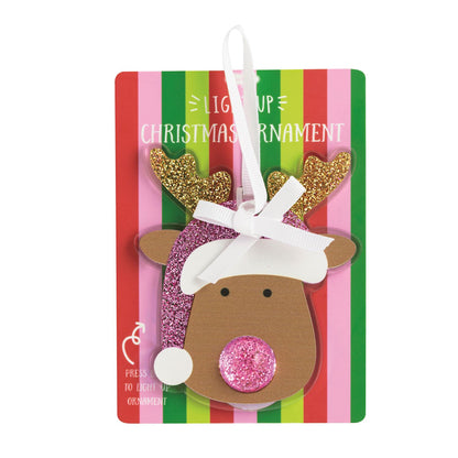 Light-Up Santa & Reindeer Ornaments