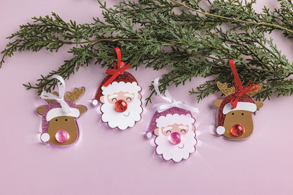 Light-Up Santa & Reindeer Ornaments
