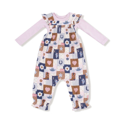 Smocked Overall Set - Patchwork Cowgirl