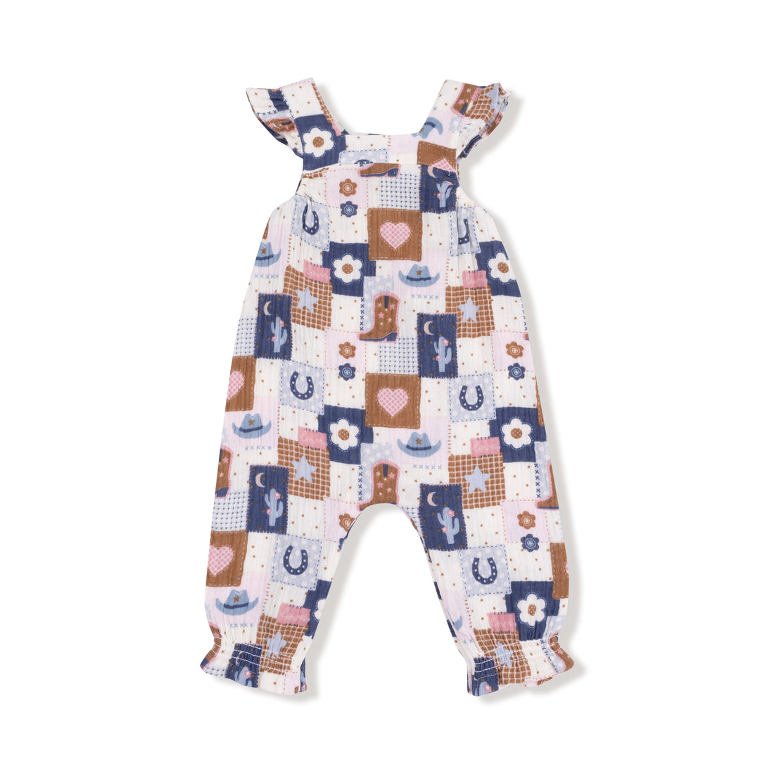 Smocked Overall Set - Patchwork Cowgirl