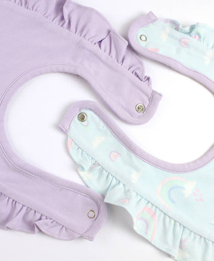 Ruffle Bibs Knit 2-Pack - Soft Rainbow & Lilac