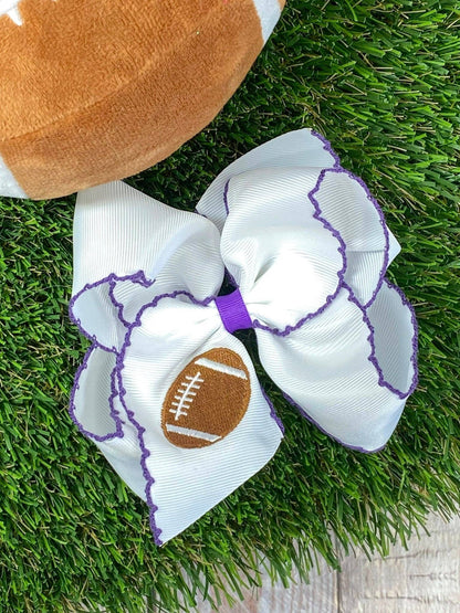Football Embroidered Moonstitch Hair Bow