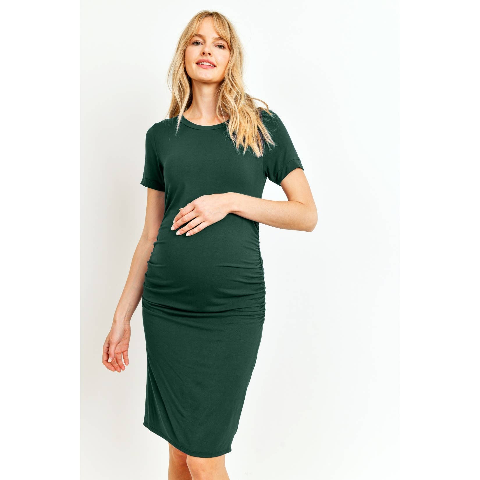 Heavy Modal Basic Maternity Dress GREEN / SMALL Heavy Modal Basic Maternity Dress GREEN / SMALL