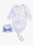 Periwinkle Blue Butterfly Garden Bamboo Knotted Gown & Hat Set