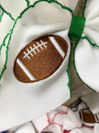 Football Embroidered Moonstitch Hair Bow
