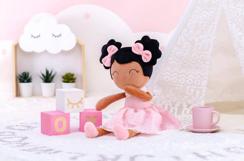 16" Keepsake Plush Doll - African American Pink Dress