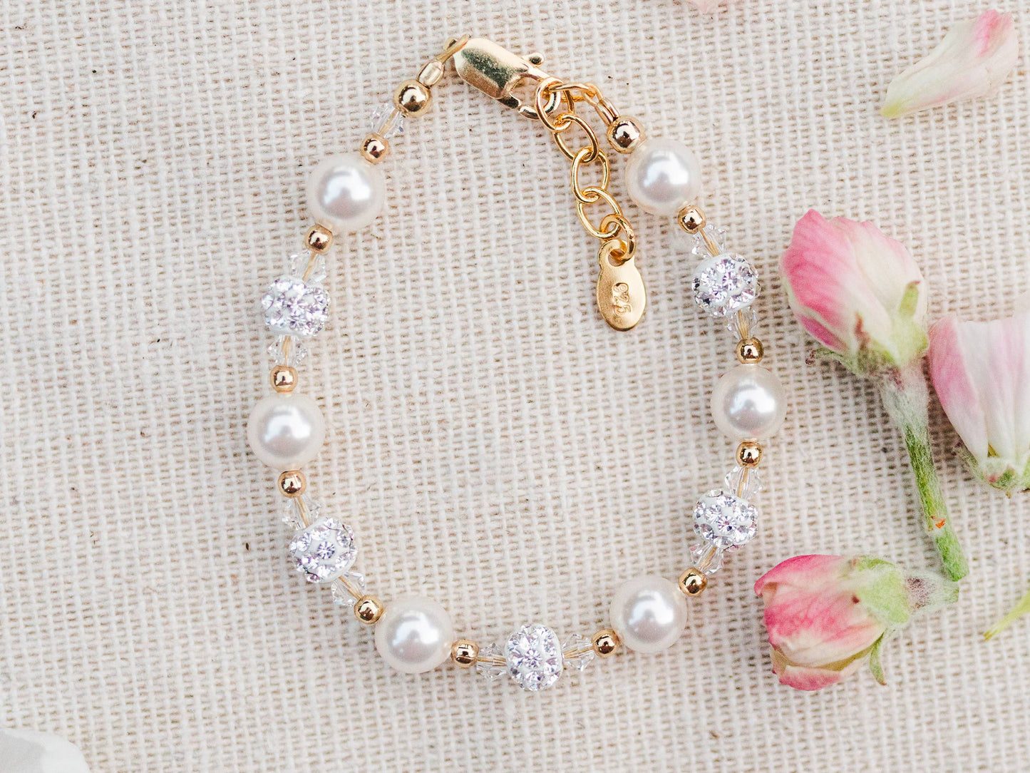 Children's 14K Gold Plated Pearl Baby/Kids Bracelet