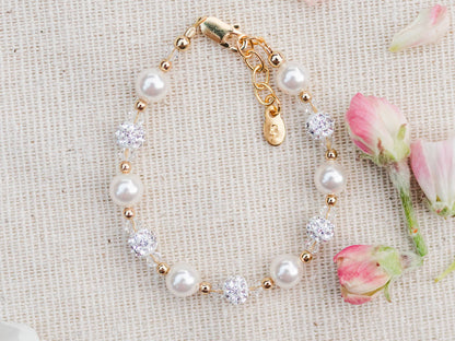 Children's 14K Gold Plated Pearl Baby/Kids Bracelet