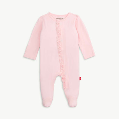 Magnetic Ruffle Footie - Pink Dogwood