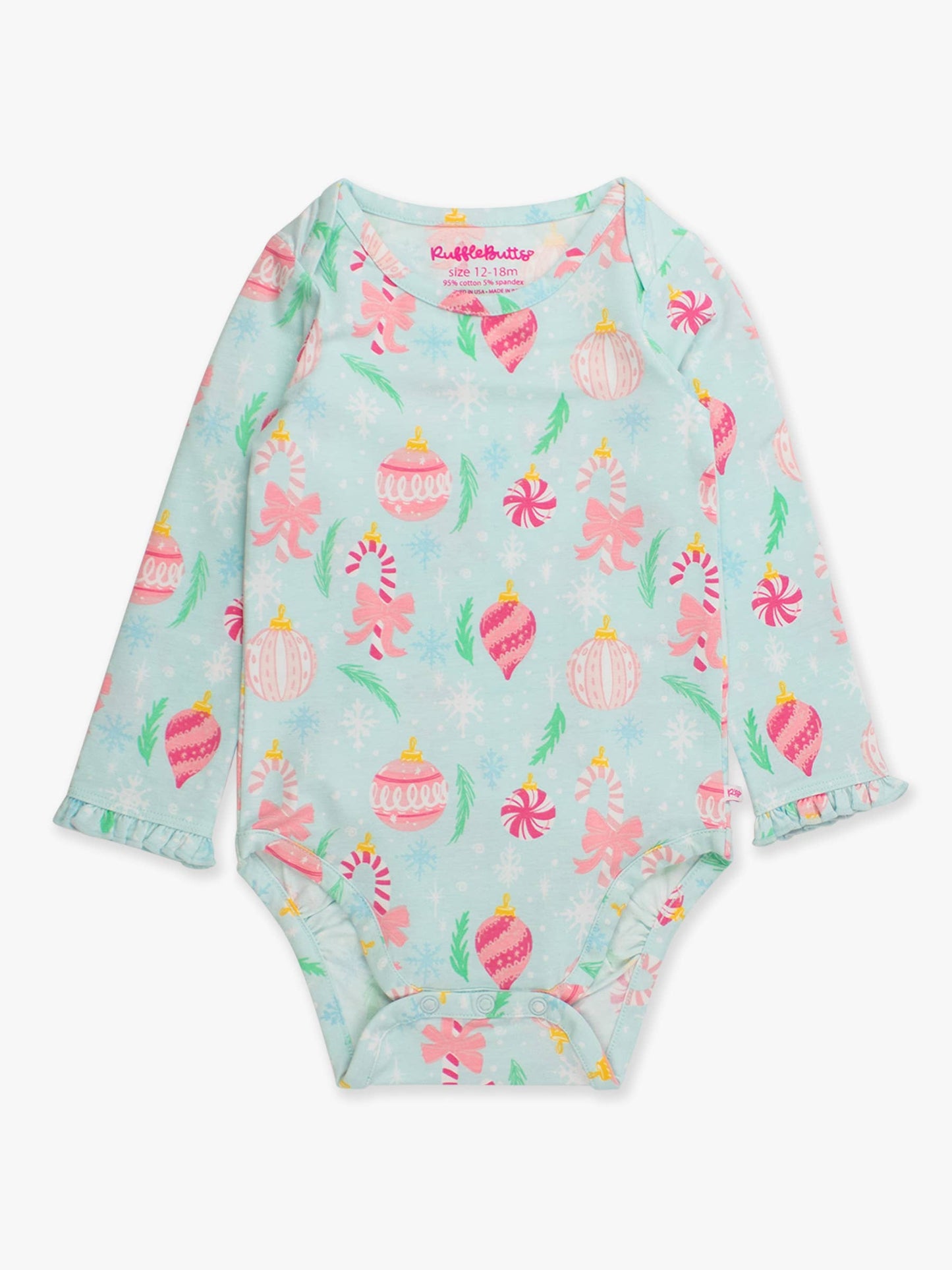 Baby Girls Ornament Dreams Knit Long Sleeve Ruffle Bodysuit