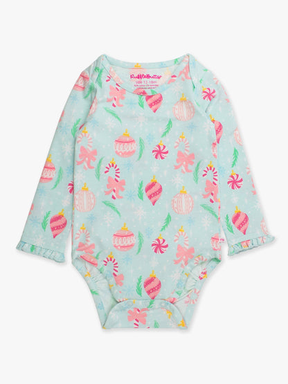 Baby Girls Ornament Dreams Knit Long Sleeve Ruffle Bodysuit