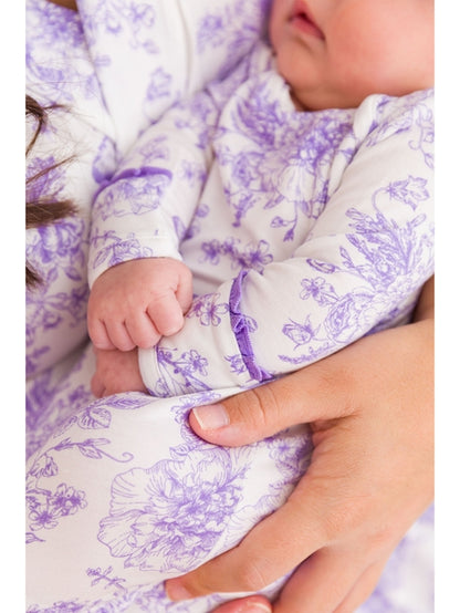 Wisteria Purple Butterfly Garden Bamboo Knotted Gown & Hat Set