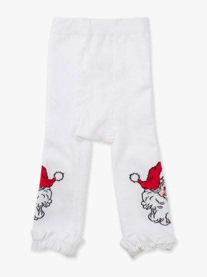 Girls Santa Joy Patterned Footless Ruffle Tights
