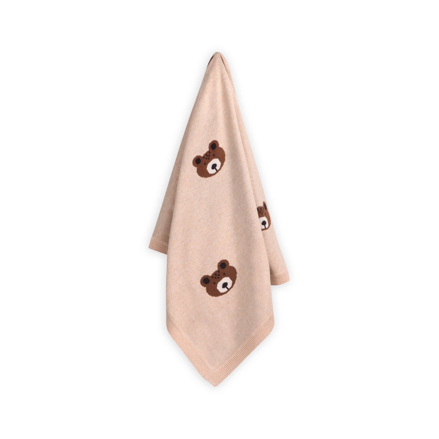 Brown Bear - Organic Cotton Jacquard Knit Baby Blanket