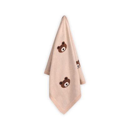 Brown Bear - Organic Cotton Jacquard Knit Baby Blanket