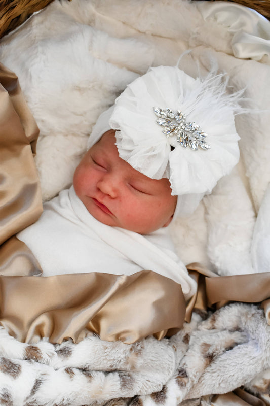 Fancy Feather Ruffled Headband