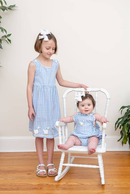 Blue Gingham Goose Romper